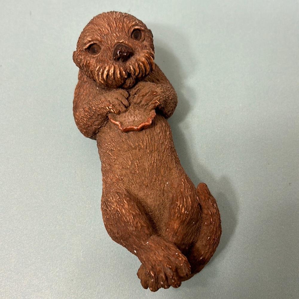 Vintage Seal Figurine. Adorable Seal on back holding dish.